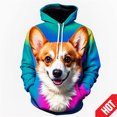 thumbnail image 3 of Sudadera con capucha con estampado de animales Corgi, colores impresos en 3D, divertida, para hombres y mujeres, envío gratuito, sudadera con capucha informal de manga larga, 3 of 5