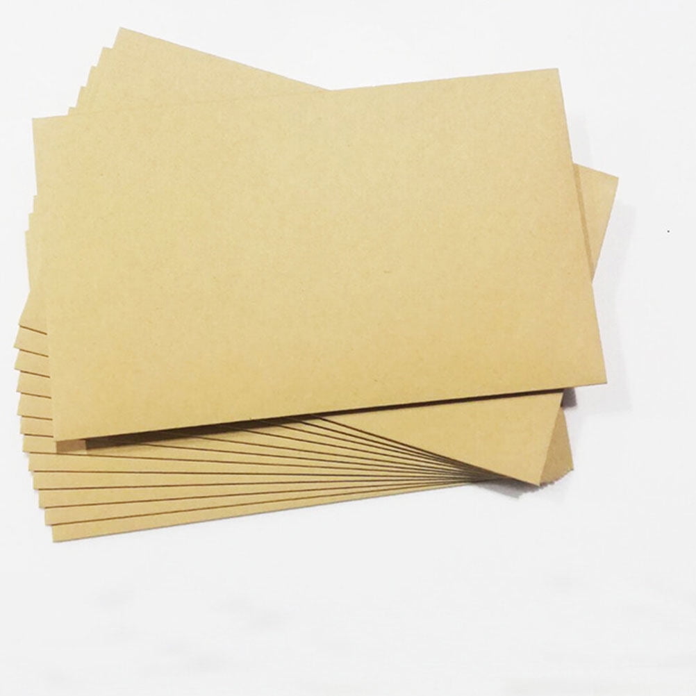 LOLIPPYY 100Pcs Beige Kraft Paper Envelopes Heart Closed for Postcard Storage