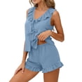 thumbnail image 2 of Womens Pajama Sets Soft Tank Top Shorts Bridal 2 Piece Pajama Set Summer Pajamas for women Set Blue M, 2 of 5