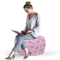 thumbnail image 2 of Garden Art Pouf Cover with Zipper, Pastel Colored Line Art Pattern Flourishing Wildflowers with Foliage, Soft Decorative Fabric Unstuffed Case, 30" W X 17.3" L, Pink and Pale Pink, by Ambesonne, 2 of 5