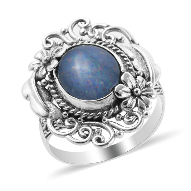 Shop LC 925 Sterling Silver Opal Ring Gifts Jewelry Size 9 