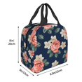 thumbnail image 5 of Navy Blue Rose Floral Lunch Bag Thick Aluminum Foil Cooler Tote for Women Work Picnic Gift, 5 of 7
