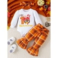 thumbnail image 2 of Wassery Toddler Girl Thanksgiving Outfits Set Clothes 3M 6M 9M 12M 18M Baby Girls Long Sleeve Rompers +Turkey Print Flare Pants 2Pcs Thanksgiving Clothing for Infant Girl, 2 of 9