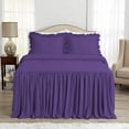 thumbnail image 2 of 4 Piece Long Ruffle Sheet Set, 25" Inch Long Ruffle On Corner Of The Flat Sheet, 15 Inch Deep Pocket, 100% Egyptian Cotton, 800 TC, Full Size, Solid Purple, 2 of 9