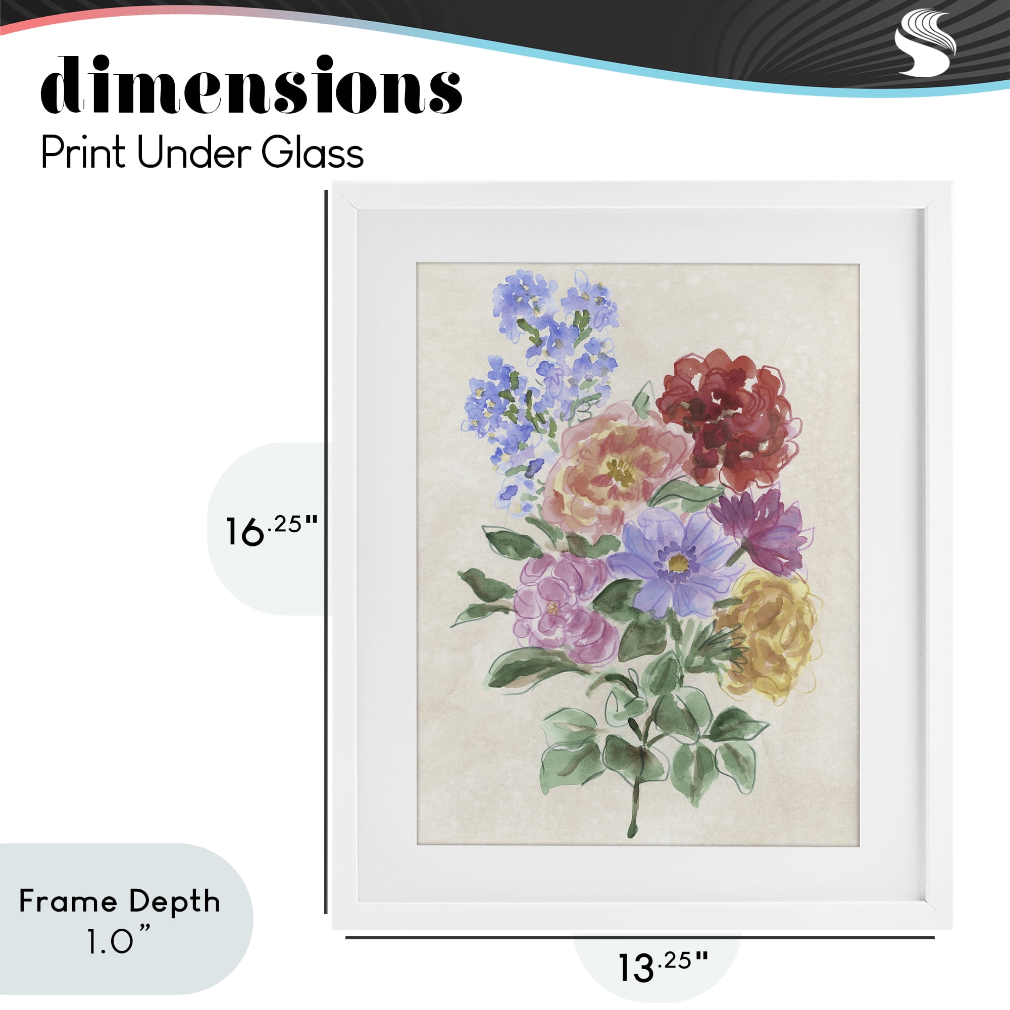 Stupell Industries Mixed Blooms on Parchment White Framed Print Under Glass, design by June Erica Vess