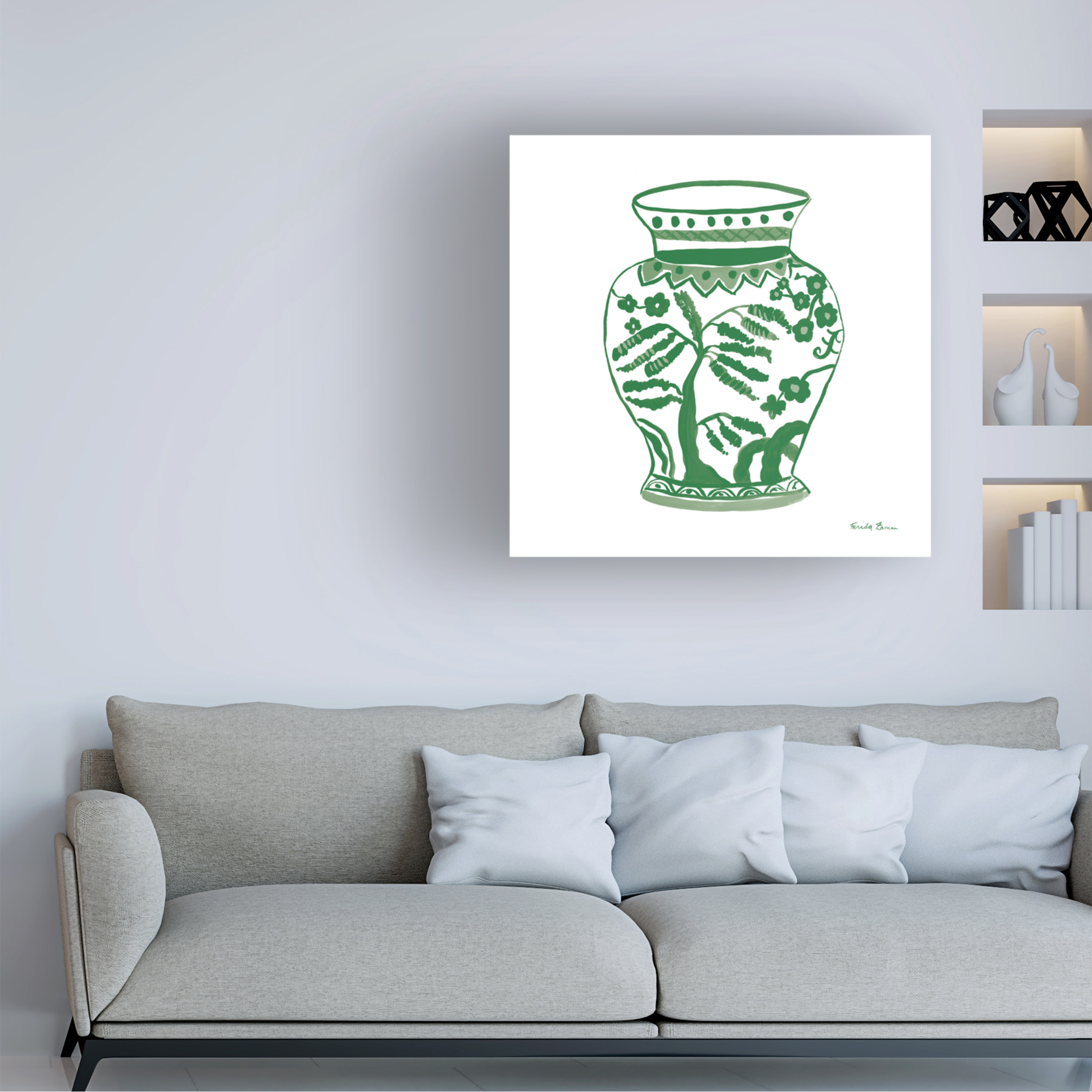Trademark Fine Art 'Chinoiserie IV Green' Canvas Art by Farida Zaman