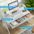 thumbnail image 6 of Tribesigns 47 inch Computer Desk, Modern Office Writing Desk with Storage Shelf & Drawers for Home Office, White, 6 of 8