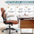 thumbnail image 4 of Leather Office Chair, PU Home Computer Desk Chairs with Ergonomic Back Support, 360°Swivel Free, Small Gaming Chair with Wheels and Adjustable Armrests, for Short People Use(1 pack, Brown), 4 of 8