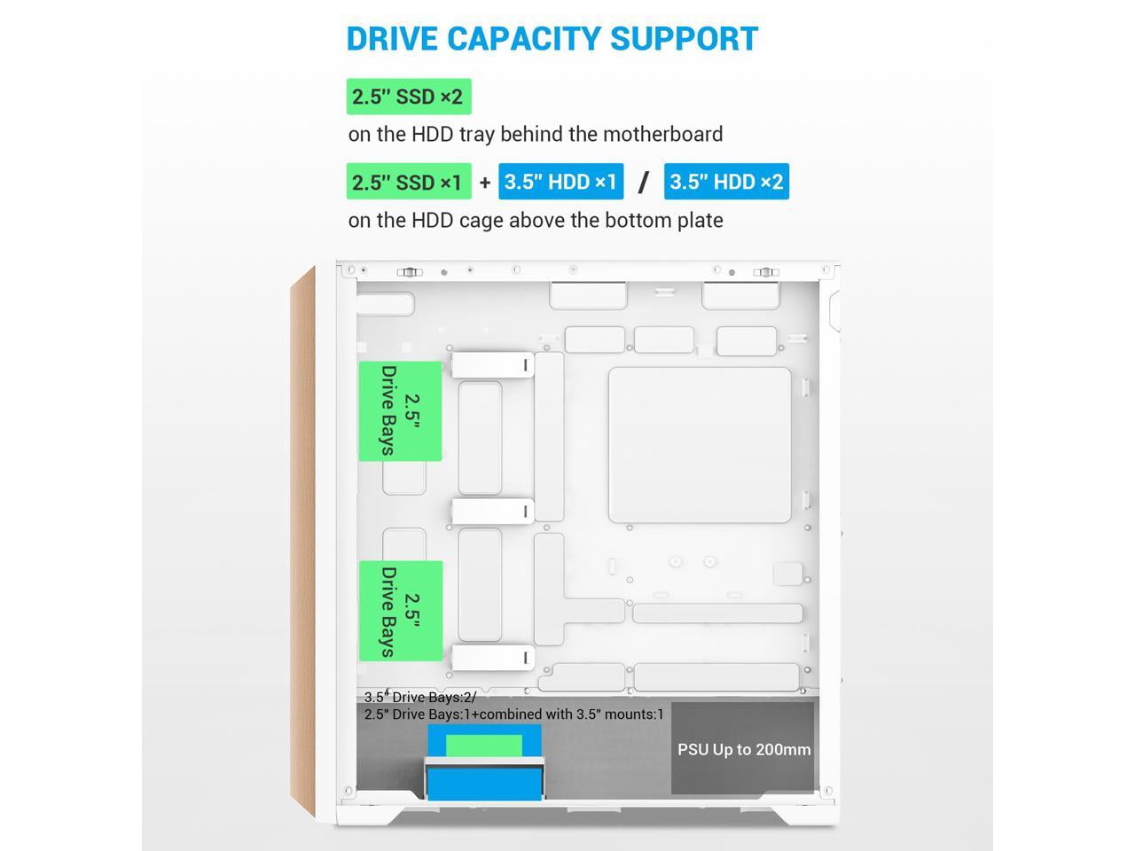 SAMA Z60 White Genuine Walnut Wood PC Case, ATX Mid Tower, Pre-Installed 4x 140mm ARGB PWM Fans, Supports 360mm Radiator on Top, Type-C Port, Supports E-ATX/ATX/M-ATX/ITX, Gaming Case