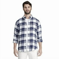 IZOD Mens Long Sleeve Moisture Wicking Classic Fit Flannel Shirt, Small, Gray
