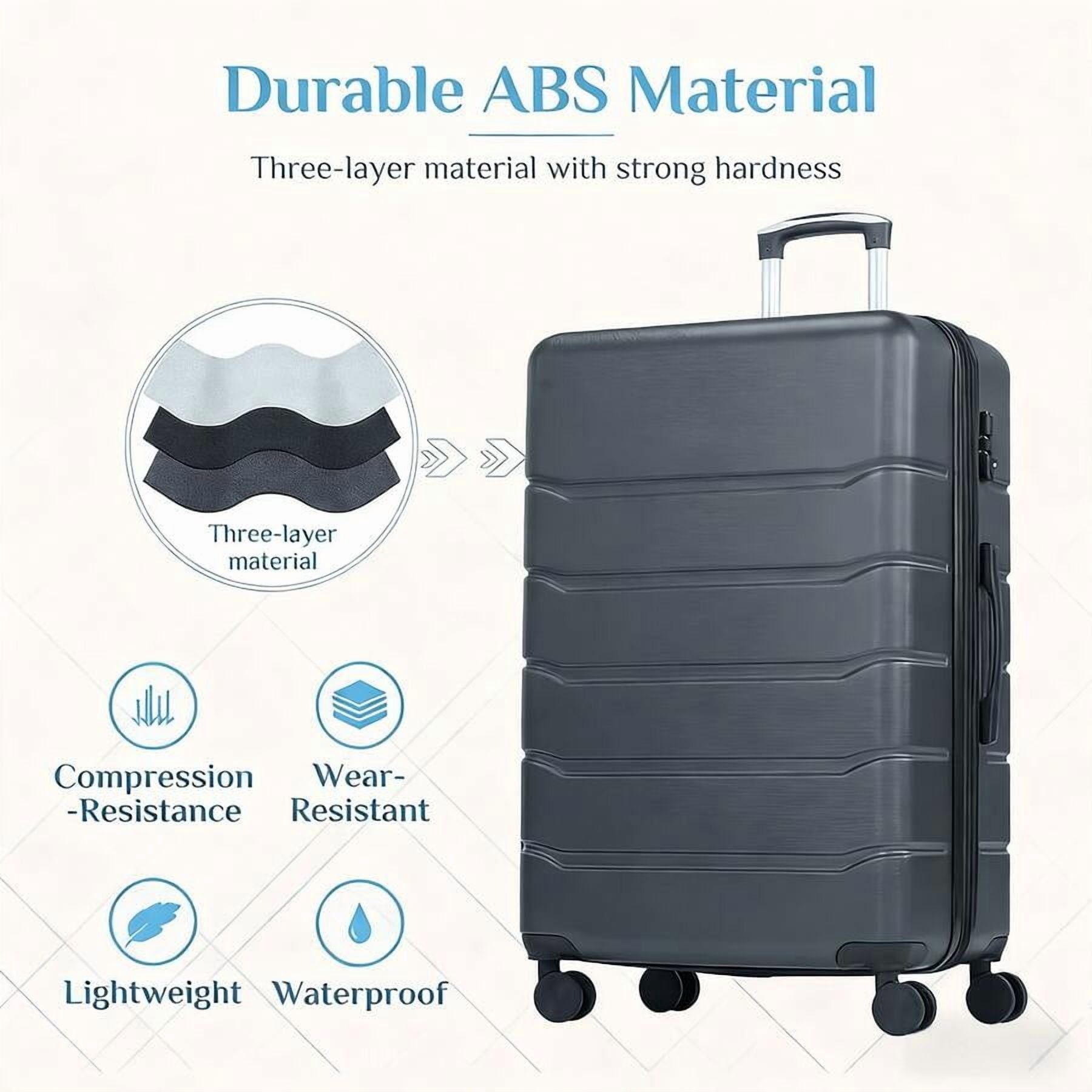 20/nch 3-Piece Hard Shell Luggage Set, Lightweight Heavy-Duty ABS Material Expandable Rolling Suitcase With Double Silent Spinner Wheels, Durable Scratch