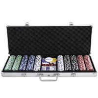 Costway New 500 Chips Poker Dice Chip Set Texas Hold'em Cards W/ Silver Aluminum Case