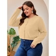 thumbnail image 6 of SHOWMALL Women's Plus Size Cropped Cardigan Long Sleeve Button Down Sweater Casual Knit Tops Shrugs, 6 of 8