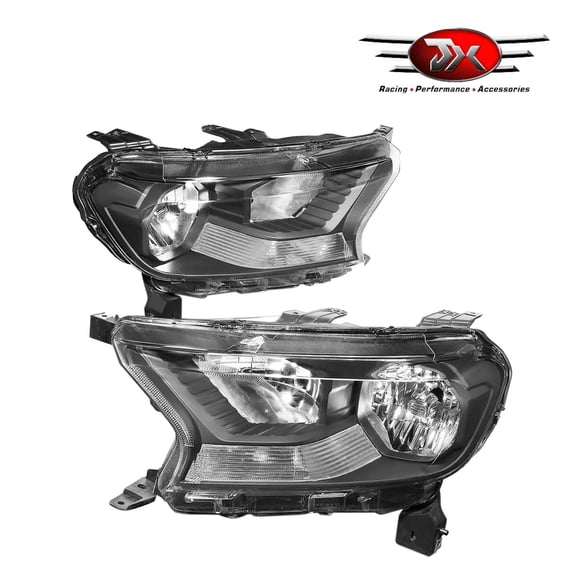 JX RACING Halogen HeadLamps Compatible With 2019 2020 20201 2022 2023 Ford Ranger XL XLT Left Right Headlights Black