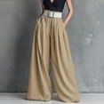 thumbnail image 2 of SAWOBUUN Women High Waist Wide Leg Pants with Belt Pleated Flowy Palazzo Elegant Casual Pants with Pockets, 2 of 5