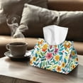 thumbnail image 4 of SEANATIVE Floral Tissue Box Cover Rectangle Tissue Box Holder for Bathroom Portable Tissue Holder for Kitchen Tissue Paper Box Cover PU Leather Tissue Box Organizer for Bathroom, Car, Bedroom, 4 of 7
