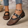 thumbnail image 5 of Miluxas Women's Mesh Ballet Flats Round Toe Fishnet Ballerina Flats Buckle Strap Mary Jane Ballet Flats for Parties or Casual Dress Shoes Black 6.5(38), 5 of 9