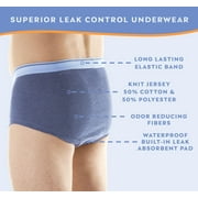Wearever Mens Incontinence Underwear Washable Bladder Control Briefs, 3-Pack