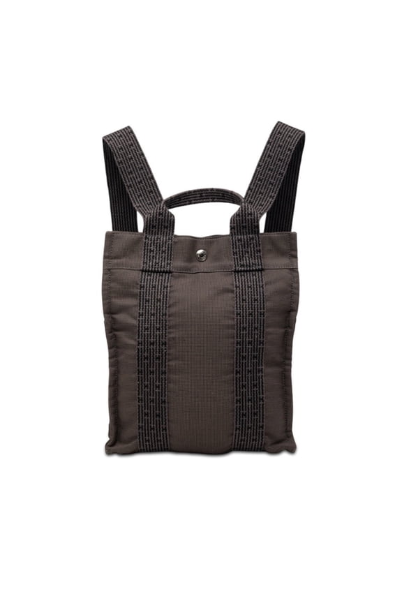 Pre-Owned Hermes Herline Ad PM Backpack, Black/Gray Canvas, Women's.