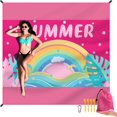 thumbnail image 1 of Manta de playa DPWCVM, impermeable y arenosa, 200 x 210 cm, color rosa, 1 of 9