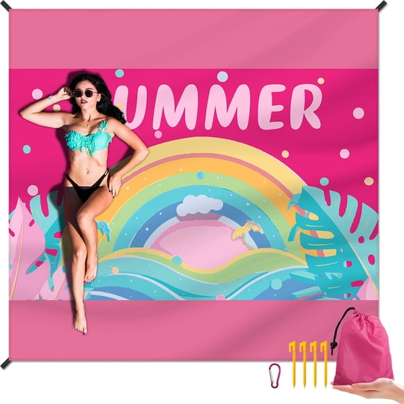 Manta de playa DPWCVM, impermeable y arenosa, 200 x 210 cm, color rosa