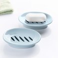 thumbnail image 6 of Oval Soap Dish Double Compartment Drain Bathroom Toilet Plastic Simple Soap Holder for Sink Countertop, B, 6 of 9