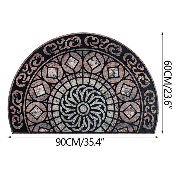 Alfombrillas de Piso para Alfombra de Puerta Semicircular de Estilo Bohemio 60x90cm con Alfombra de Entrada Antideslizante Y Terciopelo de Cristal