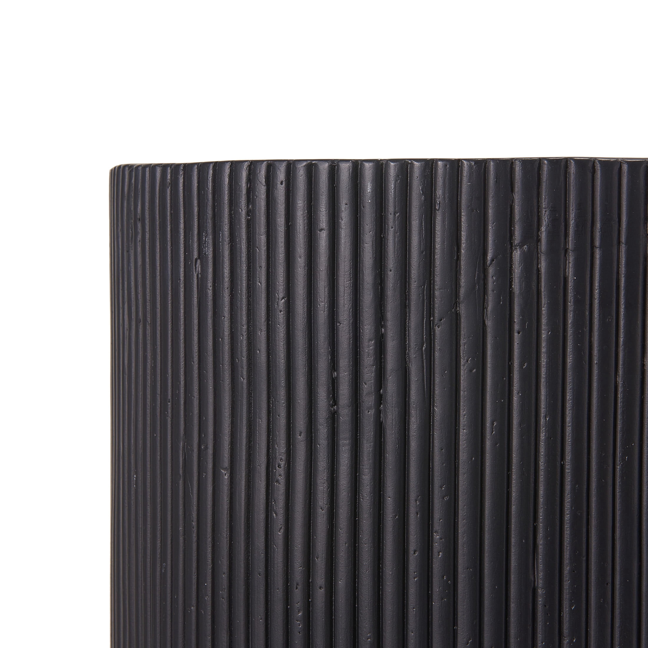 Christopher Knight Home Minimalist Ribbed MGO Side Table, Lightweight Concrete, Indoor/Outdoor, Black