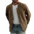 thumbnail image 1 of Chaqueta de color sólido de moda con bolsillo de un solo pecho para hombre Abrigo de prendas de vestir básico informal Pompotops  oipoqjl12364, 1 of 3