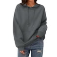 thumbnail image 3 of Oversized Hoodie Women Plain Fleece Pullover Hooded Sweatshirt with Pockets Casual Long Sleeve Sweat Shirts Y2k Tops Dark Gray XL, 3 of 5