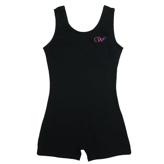 Wenchoice Black Cotton One Piece Gymnastic Training Leotard Girl'S Xl(7Y-8Y)
