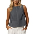 thumbnail image 2 of TARIENDY Womens Cropped Tank Tops Loose Crew Neck Sleeveless Shirts Lightweight Cotton Linen Blouses Work Shirt Gray S, 2 of 7