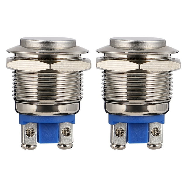 MasteelfCA 2pcs 19mm High Waterproof Momentary Stainless Steel Metal Push Button Switch (Silver)