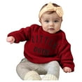 thumbnail image 3 of Ketyyh-chn99 Toddler Sweater Baby Girl Boy Knit Sweater Chunky Knitted Crew Neck Pullover Sweatshirt Knitwear Toddler Fall Clothes Size for 3-6 Months,Red, 3 of 6