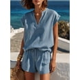 thumbnail image 4 of Women'S Two Piece Sets Summer V Neck Sleeveless Shorts Set XL, 4 of 9