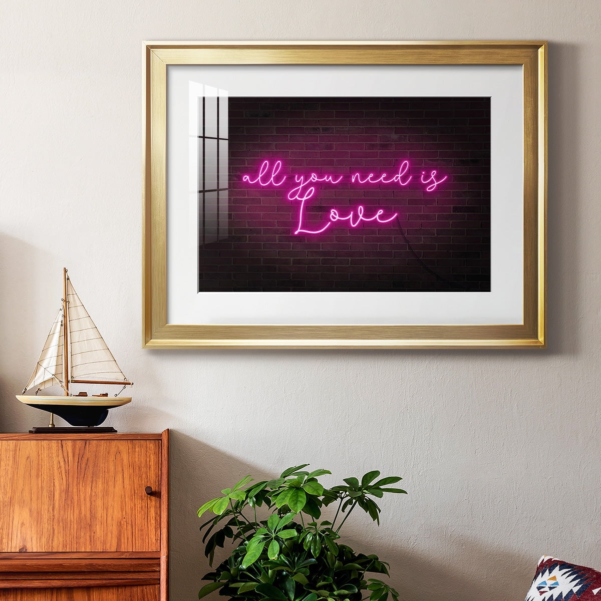 Neon Love I Premium Framed Print - Ready to Hang