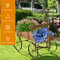thumbnail image 6 of Patiojoy Wooden Garden Flower Planter Wagon Wheel Plant Bed Decorative Garden Planter for Backyard Garden Brown, 6 of 9