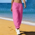 thumbnail image 7 of WQNVRNR Womens Wide Leg Pants- Casual Fashion Drawstring Elastic Waist Hot Pink Size L, 7 of 7