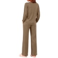 thumbnail image 4 of Weekease 2 Piece Pajama Set for Women Crew Neck Long Sleeve Tops Drawstring Pants Casual Sleepwear Fall Nightwear with Pockets, 4 of 7