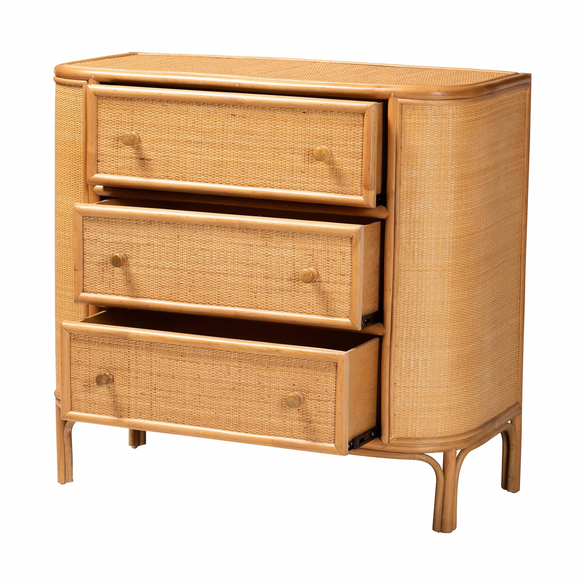 bali & pari Radenza Boho Storage Cabinet, 3-Drawer, Light Honey