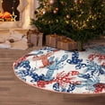 thumbnail image 4 of Salouo Red Lobster Christmas Tree Skirt 30" Farmhouse Christmas Decorations Snowman Xmas Tree Skirt Tree Mat for Holiday Party Decor, 4 of 8