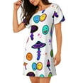 thumbnail image 2 of Smiley Mushroom Women'S Nightgown Sleepwear Short Sleeves Nightshirt Loose Comfy Pajama 3x-Large, 2 of 8