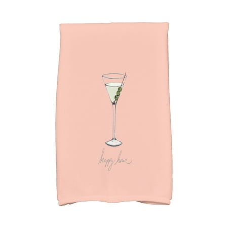 

Simply Daisy 16 x 25 inch Martini Glass Happy Hour Geometric Print Kitchen Towel Coral