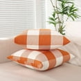 thumbnail image 2 of Orange Decorative Couch Pillows Farmouse Buffalo Plaid Fall Pillow Covers 18x18 Set of 2 Fall Outdoor Decor Linen Throw Pillows 18 x 18 for Sofa Porch Patio and Yard, 2 of 6
