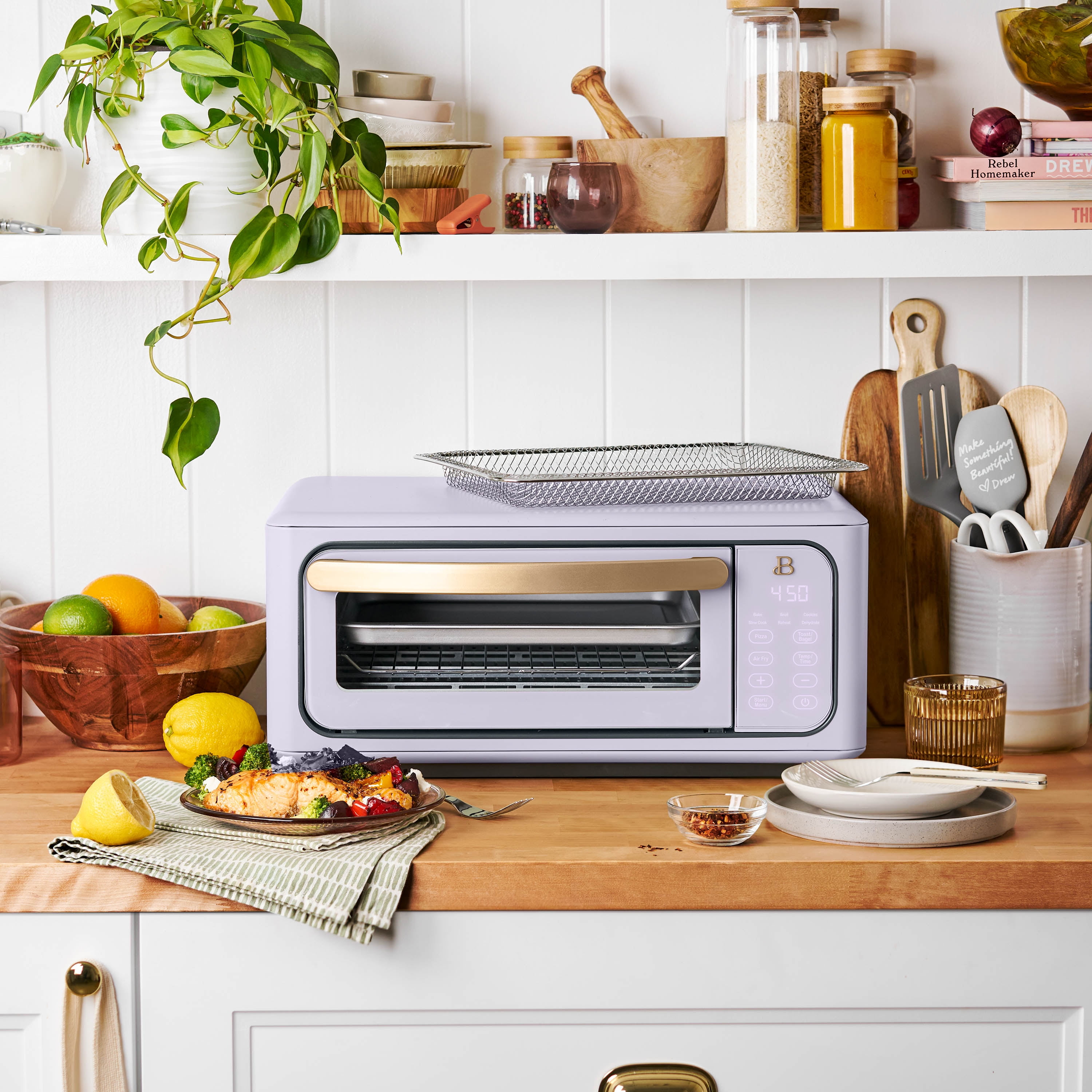 Beautiful Infrared Air Fry Toaster Oven, 9-Slice, 1800 W, Lavender by Drew Barrymore