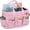 Pink, variant on JJRING Large Craft Tote Bag Organizer, Blue Portable Art Storage Caddy with Multiple Pockets for Sewing, Scrapbooking, Medical & Office Supplies