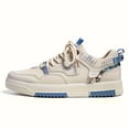 thumbnail image 1 of Men's Patchwork Design Skate Shoes With Good Grip, Breathable Lace-up Sneakers, 1 of 4