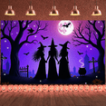 thumbnail image 6 of Spooky Halloween Banner Witch Theme Graveyard Scene for Halloween Party Outdoor Decoration Indoor Celebration, 6 of 9