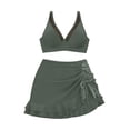 thumbnail image 6 of ClodeEU Women's Sheer Mesh Patchwork Drawstring Bikini Set ,Modest Two Piece Swimsuit Army Green^,Womens Plus M, 6 of 8