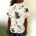 thumbnail image 5 of Women Short Sleeve Button Down Shirt Floral Print Casual Loose Fit Blouse Lightweight Turn Collar Top Gray XL, 5 of 5